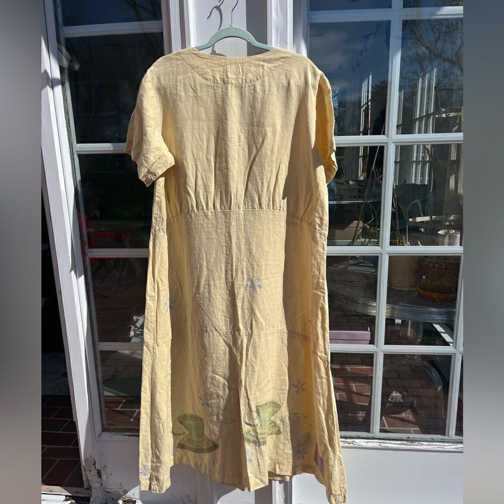 Blue Fish Hand Painted Linen Dress - Picture 11 of 14